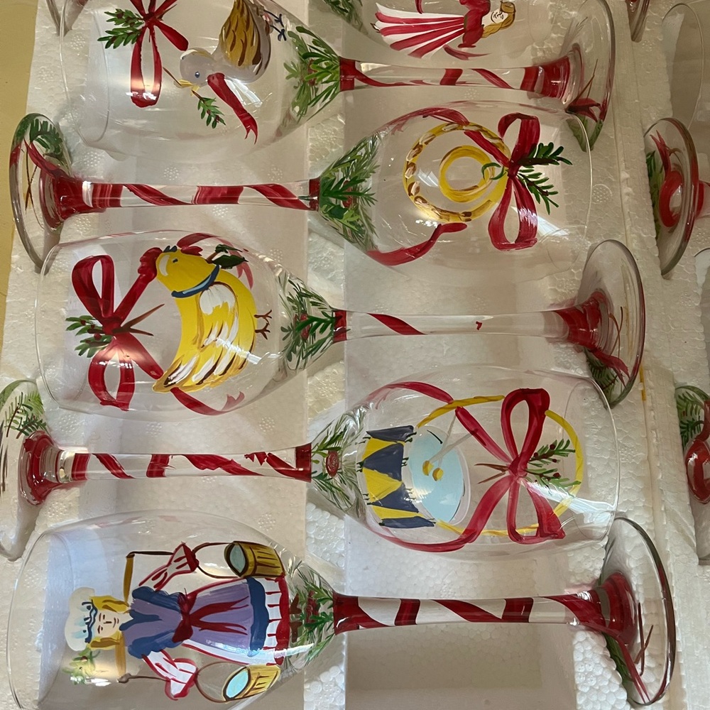 Block Basic - The Twelve Days Of Christmas Wine Glass Set